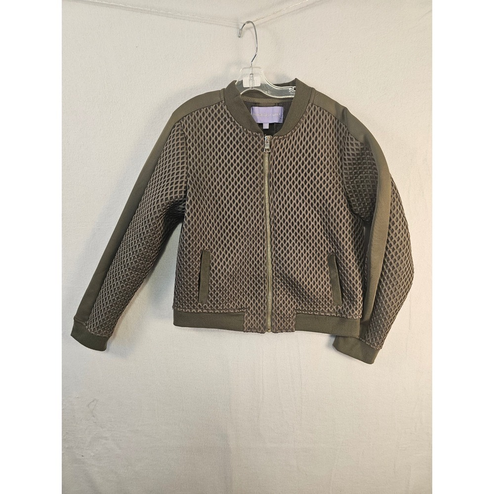 Madden Girl Olive Green Mesh Bomber Jacket Lightweight Athleisure Sz L #1510